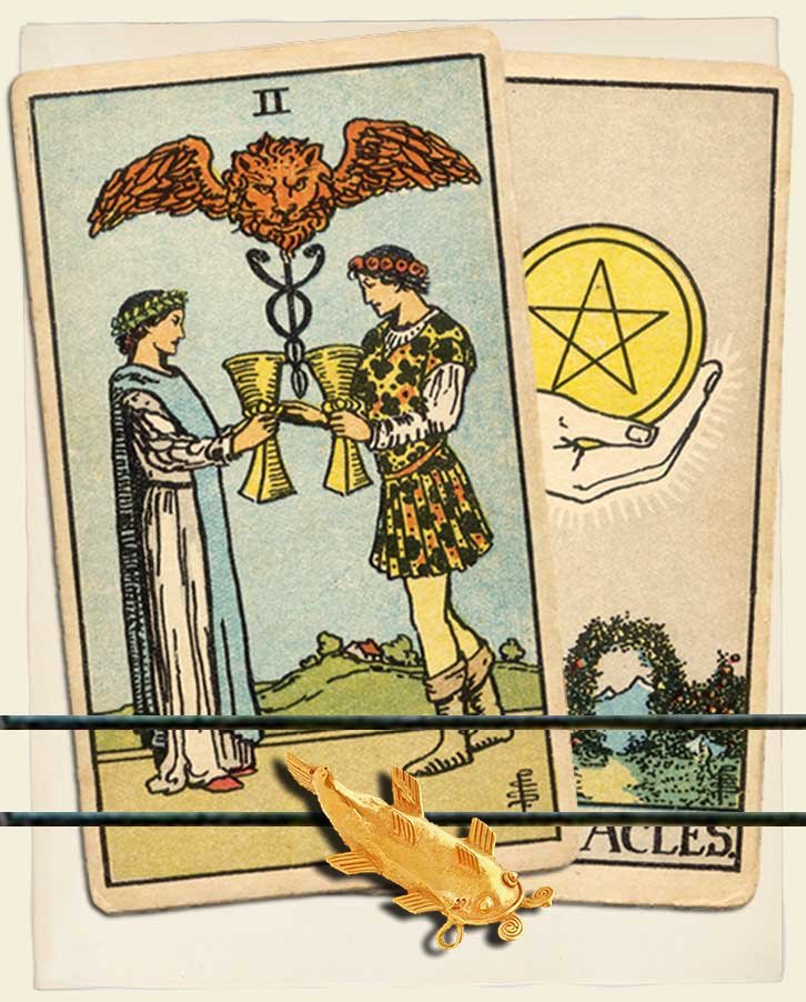 Ace of Pentacles and Two of Cups meaning: Are you lucky in love and life?