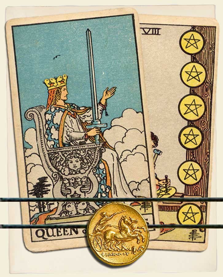 The Emperor and Queen of Swords Eight of Pentacles: How to Understand This Tarot Combo?